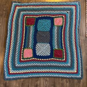 Vintage Colorful Crochet Blanket
